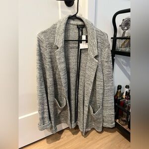 Topshop Black and White Knit Blazer Cardigan
